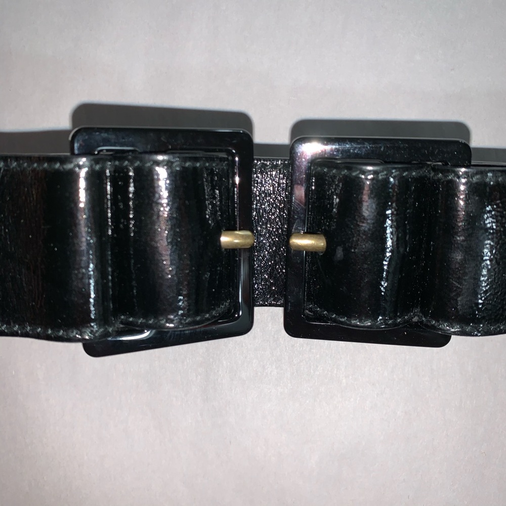 SAINT LAURENT size L black crinkle patent belt - Picture 3 of 11